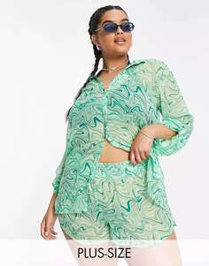 Пляжная рубашка и шорты Brave Soul с зеленым водоворотным принтом