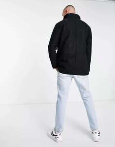 Черное шерстяное пальто со стеганой подкладкой Jack &amp; Jones Essentials