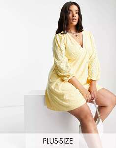Желтое мини-платье с v-образным вырезом Vila