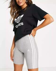 Серые шорты-леггинсы с 3 полосками adidas Sportswear Essential adidas performance