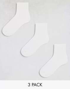 Три пары белых носков в рубчик Weekday Bella