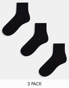 Три пары черных носков в рубчик Weekday Bella