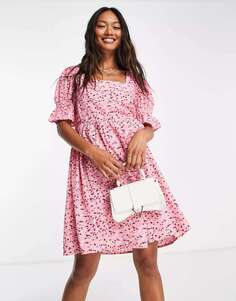 Розовое мини-платье Vero Moda с цветочным принтом