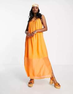 Ярко-оранжевое платье-миди миди со сборками Object