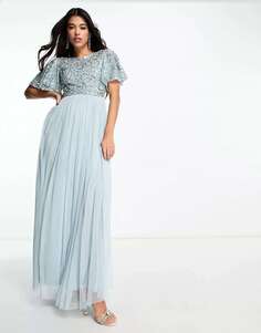 Платье макси Beauut Bridesmaid с открытой спиной ледяного синего цвета