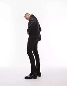 Черные эластичные фактурные брюки Topman