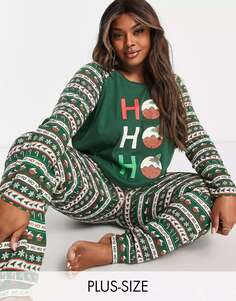 Лесно-зеленый пижамный комплект &quot;Рождественский пудинг&quot; Brave Soul Plus