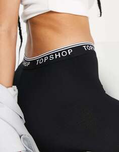 Черные леггинсы с фирменным поясом Topshop Petite