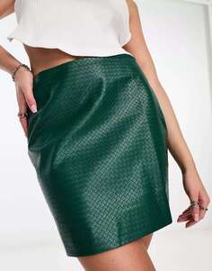 Мини-юбка из крокодила 4th &amp; Reckless изумрудно-зеленого цвета