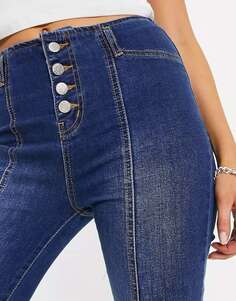 DTT Travis Широкие джинсы с завышенной талией и пуговицами спереди, синего цвета Don&apos;t Think Twice