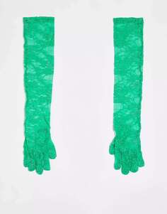Зеленые кружевные перчатки ASOS