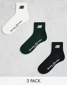 Комплект клубных носков New Balance из 3 членов, зеленый/черный/белый