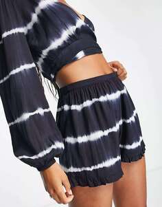 Короткие пляжные шорты с глубоким вырезом и запахом IIsla &amp; Bird Black Tie Dye