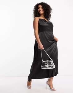 Черное атласное платье миди Urban Threads