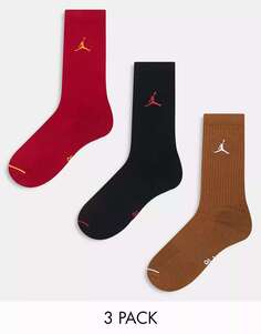3 пары носков Jordan на каждый день красного, коричневого и черного цветов