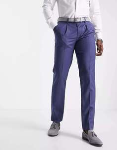 Узкие костюмные брюки Noak синего цвета из меланжевой шерсти мериноса