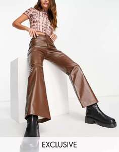 Коричневые брюки-клеш из искусственной кожи в винтажном стиле Reclaimed Vintage