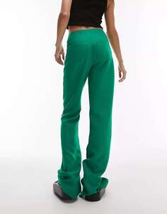 Зеленые брюки-клеш Topshop с разрезом по низу
