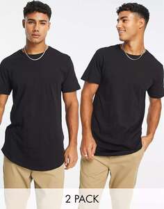 Пара пар черных удлиненных футболок с закругленным краем Only &amp; Sons (2 шт.)
