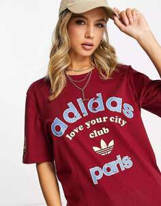 Красная футболка с логотипом adidas Originals Paris