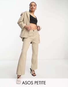 Узкие прямые костюмные брюки нейтрального цвета ASOS Petite Mix &amp; Match