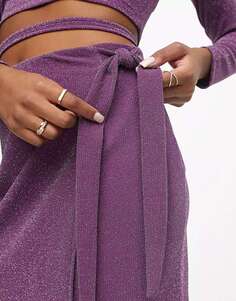 Пурпурная мини-юбка с завязками по бокам Pieces Petite с блестками