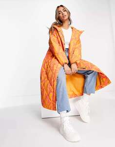 Гламурное стеганое пальто в форме гусеницы из оранжевого мрамора Glamorous