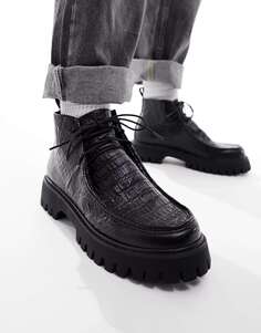 Черные туфли на шнуровке под крокодила KOI Greed River Koi Footwear