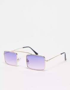 Золотые квадратные солнцезащитные очки AC/DC AJ Morgan с фиолетовыми линзами