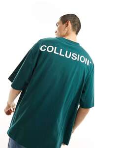 Зеленая футболка с логотипом COLLUSION