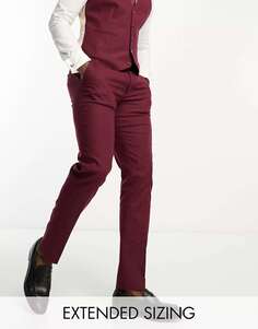 Бордовые узкие льняные костюмные брюки ASOS