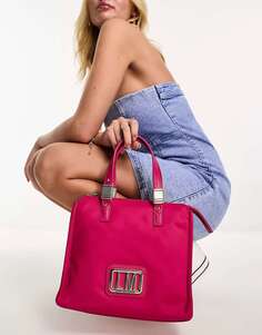 Ярко-розовая нейлоновая сумка через плечо с верхней ручкой Love Moschino