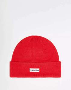 Красная шапка-бини Hunter с логотипом в виде язычка