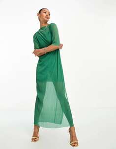 Зеленое плиссированное платье миди из сетки &amp; Other Stories