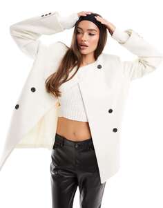 Короткая белая куртка из смесовой шерсти NA-KD x Claire Rose