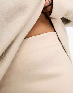 Супермягкая однотонная юбка миди теплого кремового цвета ASOS DESIGN Curve
