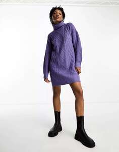 Пурпурное трикотажное платье-мини с высоким воротником Brave Soul