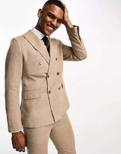 Gianni Feraud приталенный пиджак светло-коричневого цвета из смесового льна