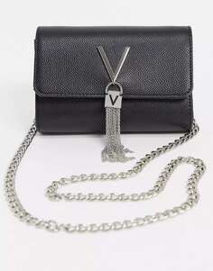 Valentino Bags Черная складная сумка через плечо с кисточками Divina