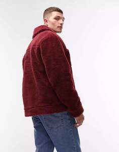 Бордовая куртка в стиле вестерн из искусственного меха Topman