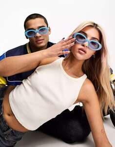 Овальные фестивальные солнцезащитные очки AJ Morgan бледно-голубого цвета