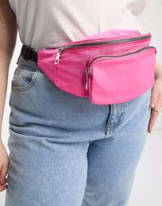 Розовая поясная сумка с передним карманом ASOS DESIGN Curve