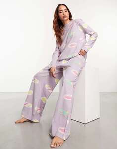 Сиреневый пижамный комплект из топа и брюк с длинными рукавами ASOS Daydream