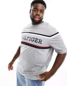 Серая футболка в монотипную полоску Tommy Hilfiger Big &amp; Tall