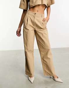Эксклюзивные широкие брюки чинос бежевого цвета Pieces