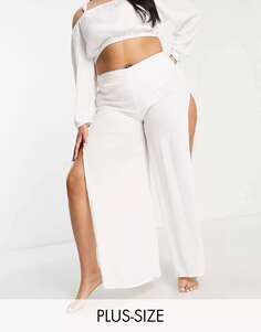 Эксклюзивные белые пляжные брюки с высоким разрезом Esmee Plus Esmee Curve