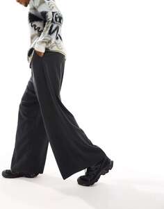 Черные элегантные широкие брюки ASOS