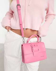 Розовая структурированная мини-сумка Claudia Canova с крупной пряжкой