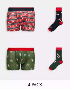 Рождественские плавки и носки Only &amp; Sons, 4 упаковки