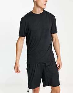 Черный пижамный комплект из футболки и шорт ASOS со сборками